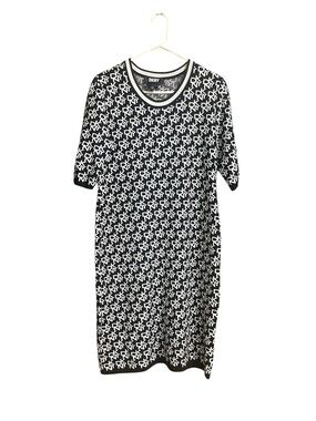 DKNY black and white All Over logo printed knit sweater dress